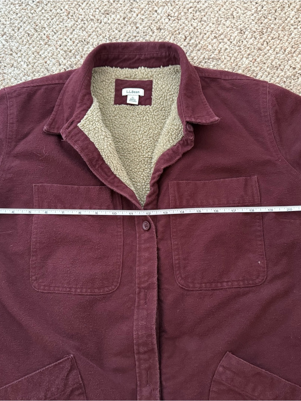 Vintage L.L. Bean Maroon Sherpa-Lined Barn Jacket - Picture 3 of 12